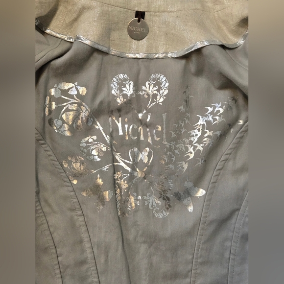 Linen Floral Bohemian Cropped Lined Blazer Quiet Luxury Neutral Size 10 - Picture 4 of 12